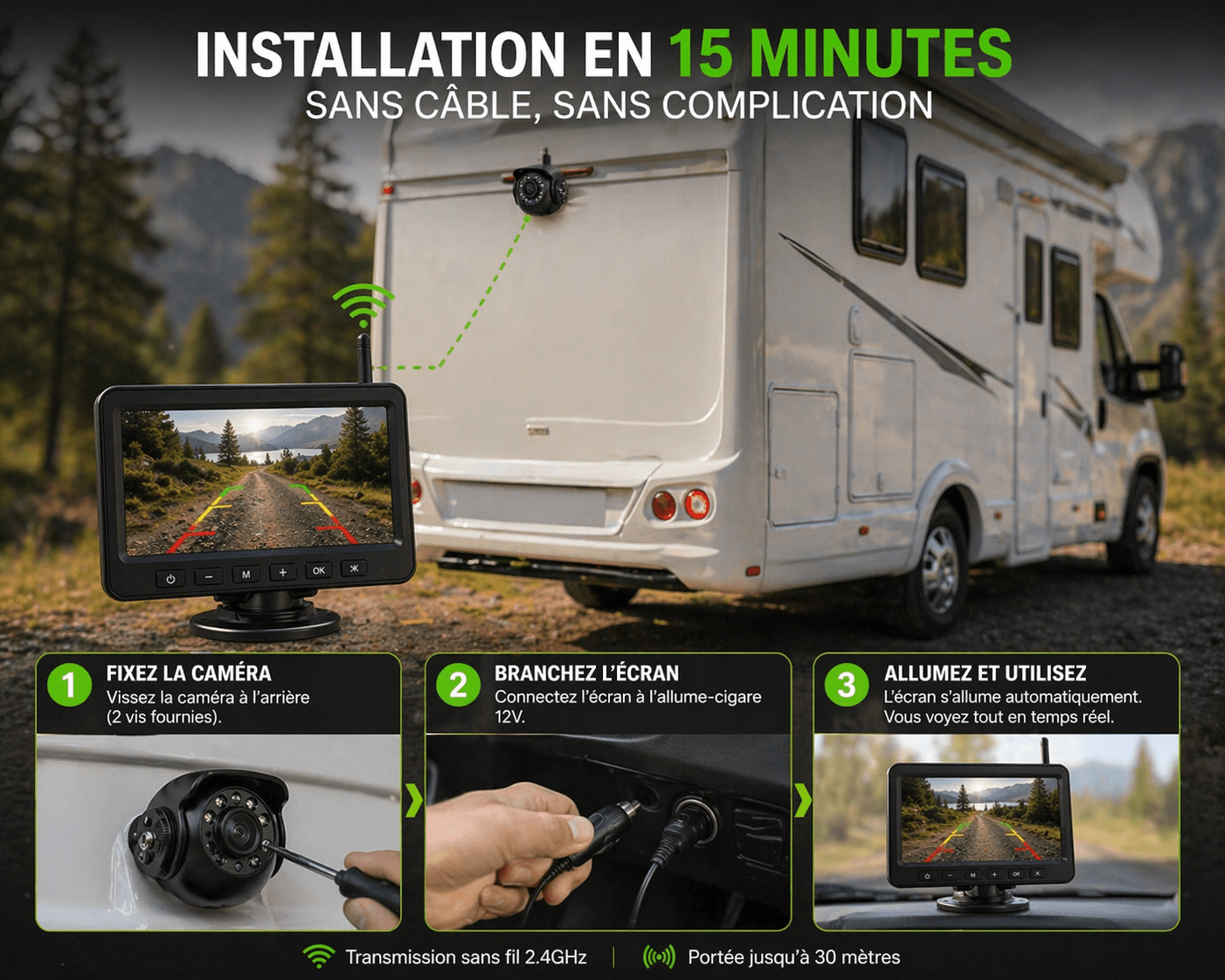 Caméra de Recul Camping - Car – Vision Nocturne HD - Campix