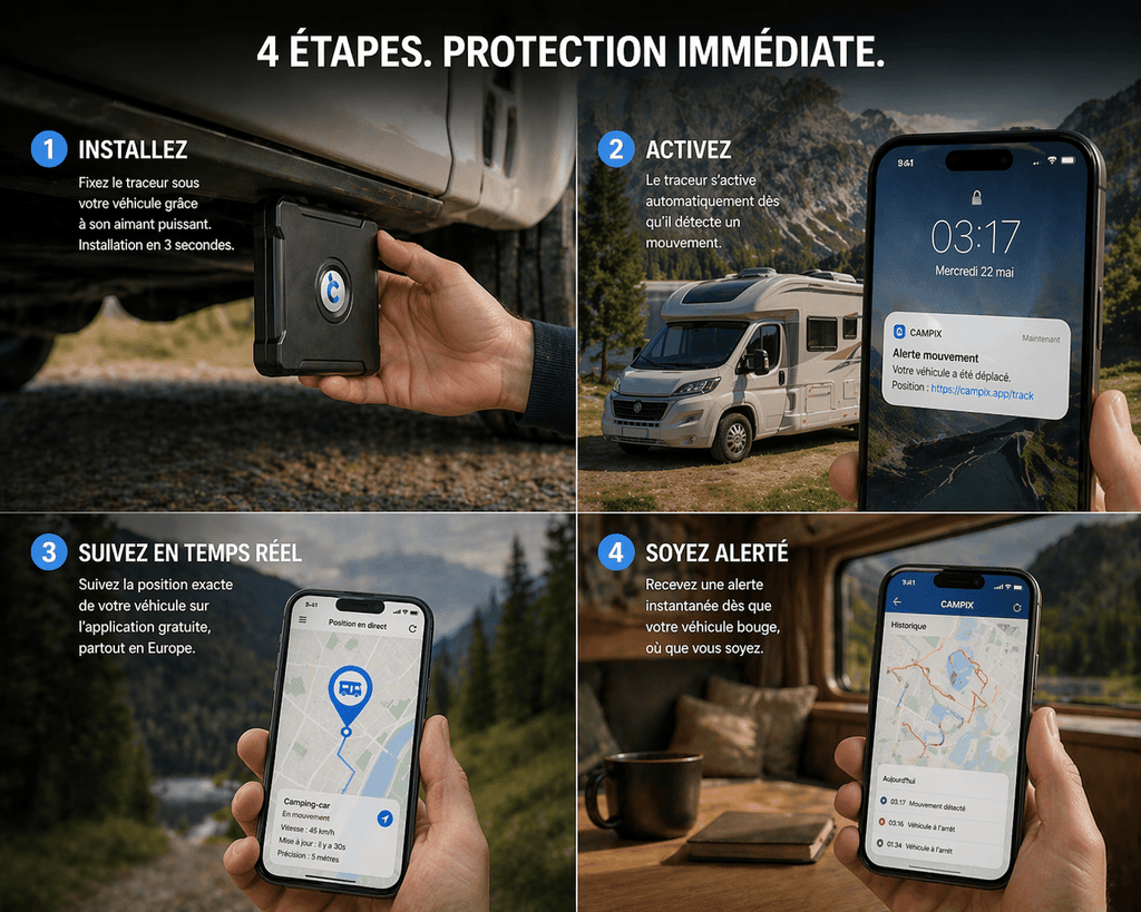 Traceur GPS Camping - Car & Van – Magnétique - Campix