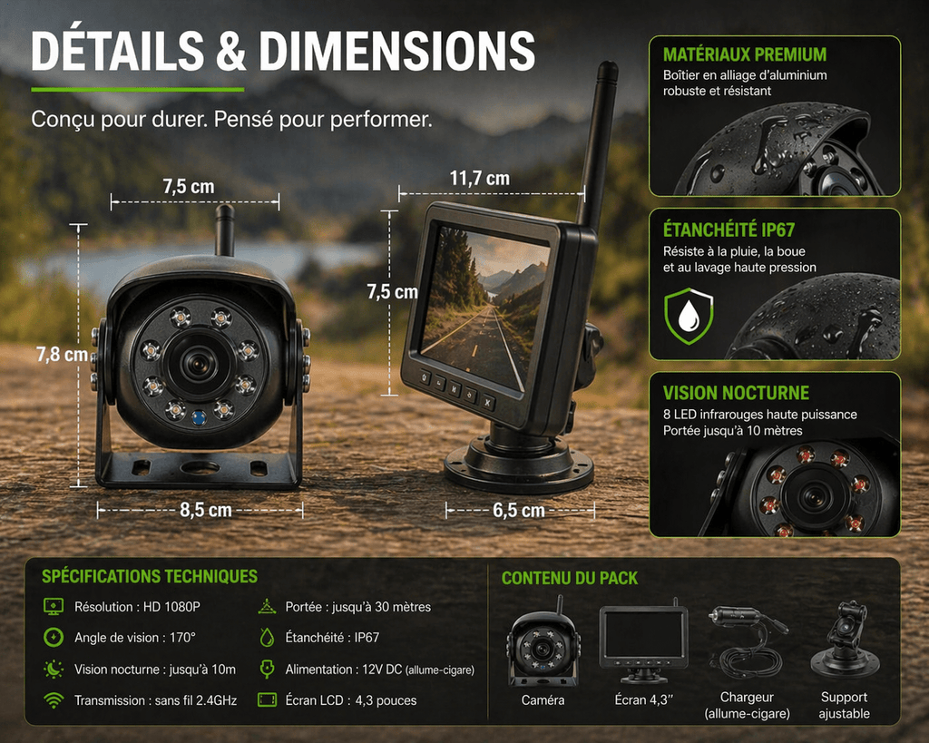 Caméra de Recul Camping - Car – Vision Nocturne HD - Campix