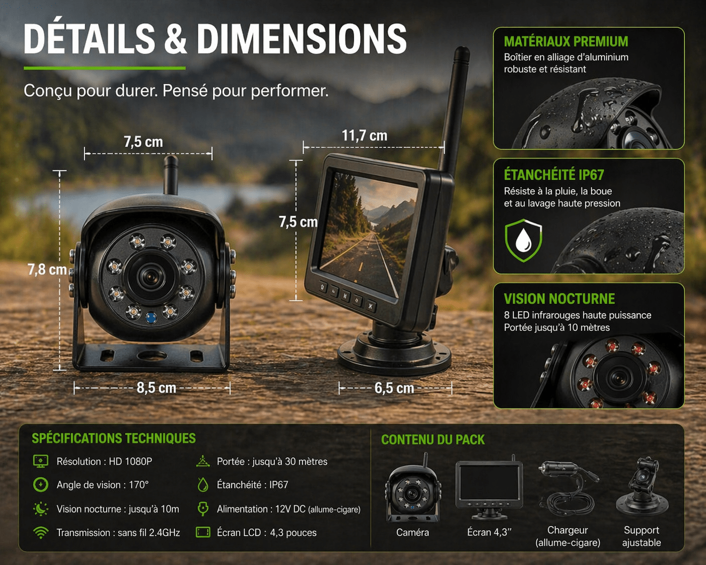 Caméra de Recul Camping - Car – Vision Nocturne HD - Campix