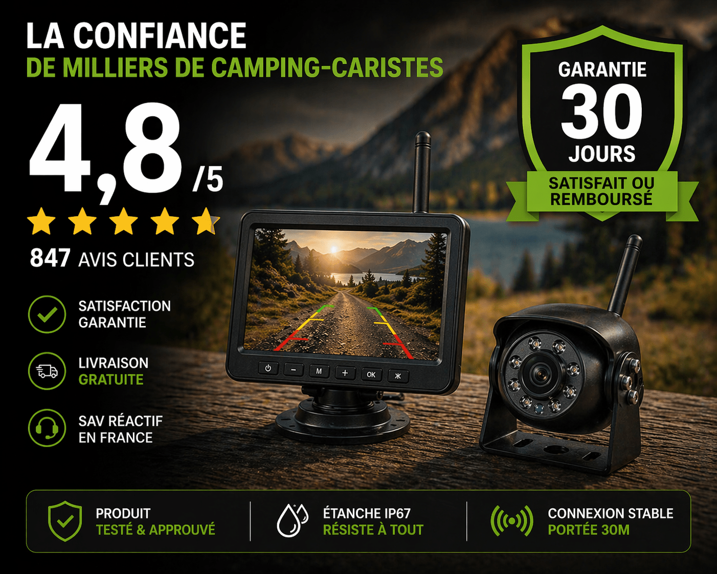Caméra de Recul Camping - Car – Vision Nocturne HD - Campix