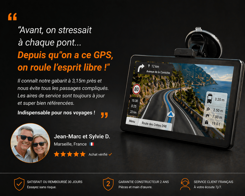 GPS Camping - Car 9 Pouces – Ponts Bas Évités - Campix