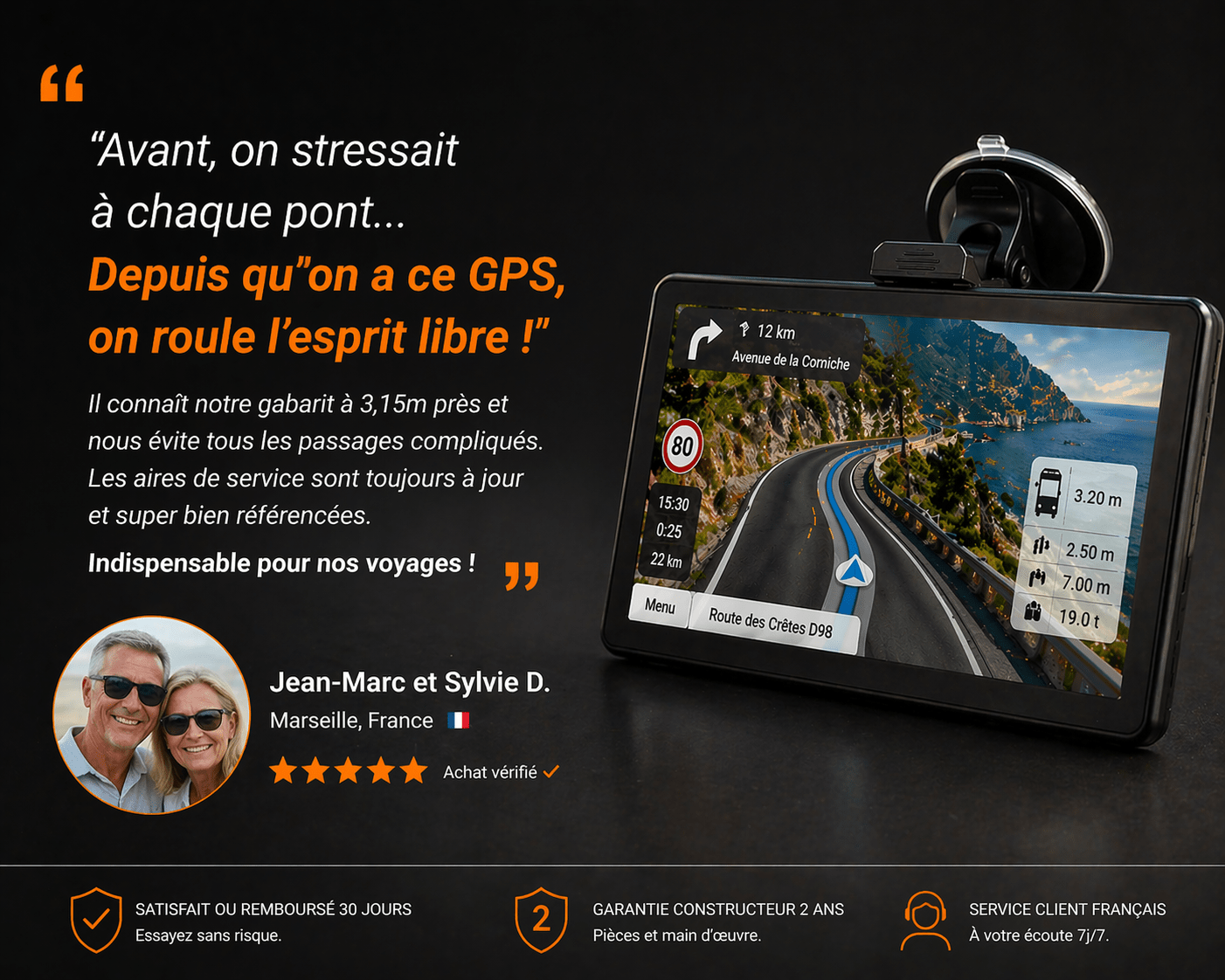 GPS Camping - Car 9 Pouces – Ponts Bas Évités - Campix