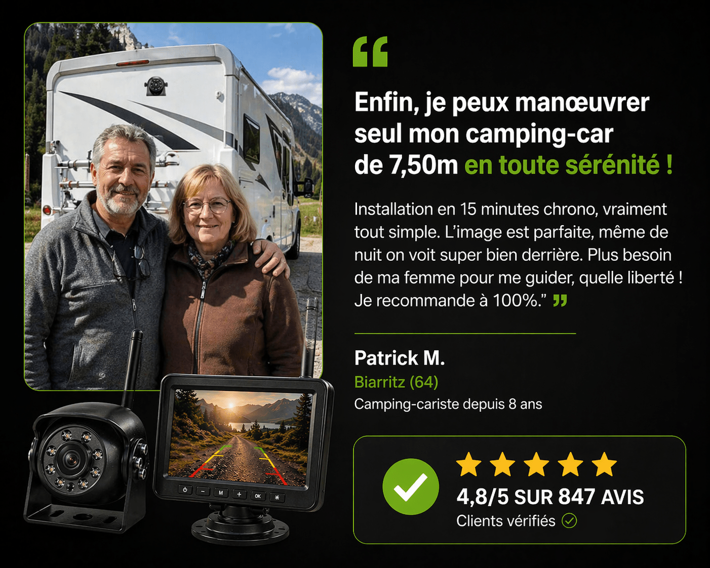 Caméra de Recul Camping - Car – Vision Nocturne HD - Campix
