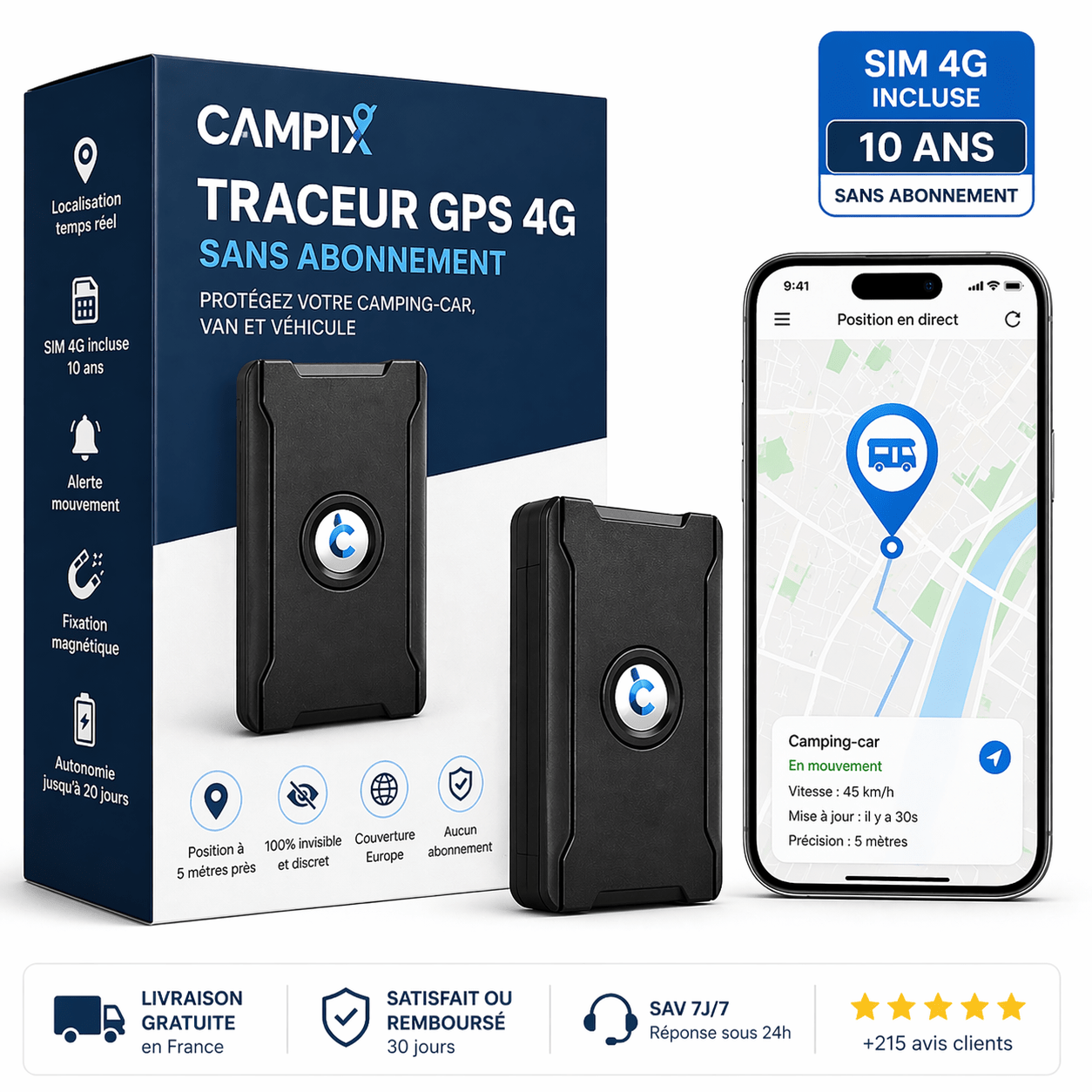 Traceur GPS Camping - Car & Van – Magnétique - Campix